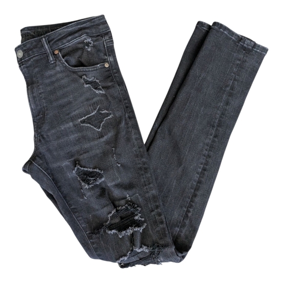 American Eagle Young Money Black Denim Skinny Stretch Jeans 34x30 - Picture 1 of 13